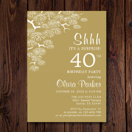 Convites Aniversário de 40 anos de Surpresa de Ramo de Pino