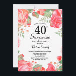 Convites aniversário de 40 anos de Surpresa de Vermelho Bot<br><div class="desc">Convite Para aniversário de 40 anos De Surpresa De Red Floral Botânico. Convite de Aniversário para Mulheres de Rosa Floral Flor Floral de Água. Rosa Rosa Rosa Elegante e Flores de Pequim. Aniversário Adulto. Fundo Branco.Preto & Branco. 13 15 16º 18º 20 21 rua 30 40º 50º 80 de 60º...</div>