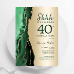 Convites aniversário de 40 anos de Surpresa do Emerald Gree<br><div class="desc">Emerald Green e ouro agitam o convite de festas aniversário de 40 anos surpresa. Elegante design moderno com aquarela agate marble geode background, faux glitter gold e typografia script font. Trendy convida o cartão perfeito para uma comemoração de dia das mulheres na moda. Impressos convites Zazzle ou modelo de impressão...</div>