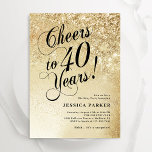 Convites Aniversário de 40 anos de Surpresa Dourada Elegant<br><div class="desc">Convite de festas de aniversário de 40 anos surpresa elegante. Design elegante em ouro brilhante e preto. Possui fonte e confete de script de tipografia. Perfeito para uma comemoração de um dia de mulher na moda. Personalize com seus próprios detalhes. Envie-me uma mensagem se precisar de idade personalizada. Impressos convites...</div>