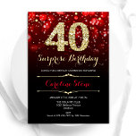 Convites Aniversário de 40 anos de Surpresa Dourada Vermelh<br><div class="desc">Convite de festas de aniversário de 40 anos surpresa. Design vermelho elegante com ouro brilhante. Apresenta na moda diamante, luzes e fontes de script. Homens ou mulheres convidam no dia. Perfeito para uma festa de aniversário adulta na moda. Personalize com seus próprios detalhes. Envie-me uma mensagem se precisar de mais...</div>