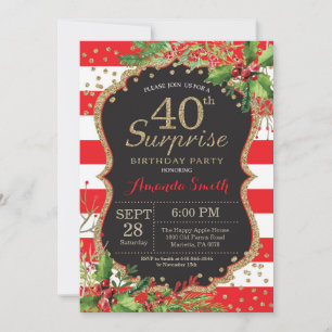 Convites aniversário de 40 anos de surpresa Dourado de Nat