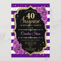 Aniversário de 40 anos de surpresa - Dourado roxo