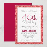 Aniversário de 40 anos de Surpresa Faux Red Glitte