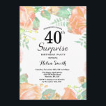 Convites Aniversário de 40 anos de Surpresa Floral de Pêsse<br><div class="desc">Convite para aniversário de 40 anos de Surpresa Floral de Pessegueiro Botânico. Convite à Mulher para o Aniversário de Peões Rosa Floral Flor Floral de Aquarela. Rosa Rosa Rosa Elegante e Flores de Pêonias. Aniversário Adulto. Fundo Branco. Preto e Branco. 13 15 16º 18º 20 21rua 30 40º 50º 60º...</div>