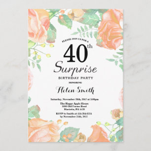 Convites Aniversário de 40 anos de Surpresa Floral de Pêsse