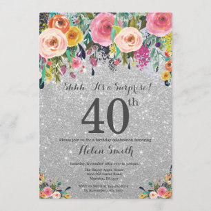 Convites Aniversário de 40 anos de Surpresa Floral de Silve
