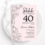 Convites Aniversário de 40 anos de Surpresa Floral Rosa Blu<br><div class="desc">O convite para aniversário de 40 anos de surpresa rosa e preto. A design feminina moderna apresenta sotaques botânicos e fontes de script de tipografia. O cartão de convite floral elegante é perfeito para uma festa surpresa na moda. Impressos convites Zazzle ou modelo de impressão digital instantânea para download.</div>