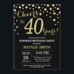 Convites aniversário de 40 anos de surpresa, preto e Dourad<br><div class="desc">Convite para aniversário de 40 anos surpresa com fundo de diamante preto e brilhante Dourado. Dourado Confetti. Aniversário Adulto. Homens ou Mulheres Aniversário.
Para mais personalização,  clique no botão "Personalizar" e use a ferramenta design para modificar este modelo.</div>