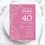 Convites Aniversário de 40 anos de Surpresa - Rosa Floral<br><div class="desc">Convite para aniversário de 40 anos de Surpresa Rosa Floral. A design feminina moderna minimalista apresenta sotaques botânicos e letra de script de tipografia. Simples cartão de convite floral perfeito para uma festa surpresa na moda.</div>