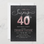 Convites Aniversário de 40 anos de surpresa rosa preto mode<br><div class="desc">Modern Shhh,  é uma convite de festas surpresa que apresenta o roteiro na moda e o falso rosa de ouro-brilho número 40 e os detalhes da sua festa sobre a cor de fundo brilhante preta,  simples e elegante,  convite para adultos,  de surpresa e excelente,  para homens e mulheres.</div>