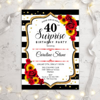 Aniversário de 40 anos de surpresa - Rosas vermelh