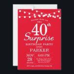 Convites Aniversário de 40 anos de Surpresa Vermelho de Con<br><div class="desc">Surpreenda o aniversário de 40 anos com as luzes de cordas. Fundo Vermelho. 13 15 16º 18º 20 21rua 30 40º 50º 60º 80 de 70 100º,  qualquer idade. Para mais personalização,  clique no botão "Personalizar" e use nossa ferramenta de design para modificar este modelo.</div>