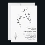 Convites Aniversário de 40 anos de Texto da Caligrafia Negr<br><div class="desc">Caligrafia Negra Minimalista Convite para aniversário de 40 anos de Texto Simples,  moderno e minimalista no estilo,  convite aniversário de 40 anos de texto preto com um filme de folhagem preto amovível.</div>