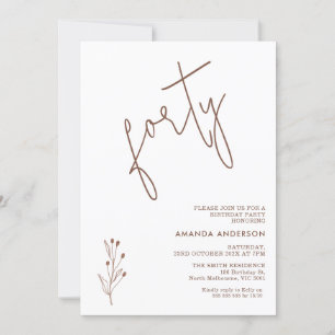 Convites Aniversário de 40 anos de Texto de Terracotta Mini