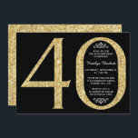 Convites Aniversário de 40 anos de Tipografia Dourada Elega<br><div class="desc">Celebre em estilo com estes convites de aniversário de 40 anos de glitter dourado,  elegantes e modernos. O design é fácil de personalizar e seus convidados ficarão entusiasmados quando receberem esses convites para na moda.</div>