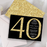 Convites Aniversário de 40 anos de Tipografia Dourada Elega<br><div class="desc">Celebre em estilo com estes convites de aniversário de 40 anos de glitter dourado,  elegantes e modernos. O design é fácil de personalizar e seus convidados ficarão entusiasmados quando receberem esses convites para na moda.</div>