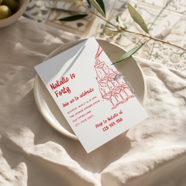 Convites Aniversário de 40 anos de Torre de Champanhe Desen (Criador carregado)