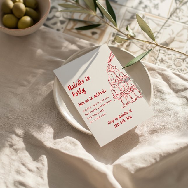 Convites Aniversário de 40 anos de Torre de Champanhe Desen (Criador carregado)