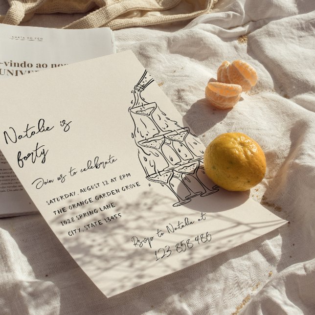 Convites Aniversário de 40 anos de Torre de Champanhe Ilust (Criador carregado)