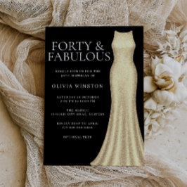 Convites Aniversário de 40 anos de Vestido Dourado Elegante
