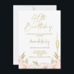 Convites Aniversário de 40 anos de Vidro Floral Moderno<br><div class="desc">Aniversário de 40 anos de Vidro de Champanhe Floral Moderno Convite para aniversário de 40 anos de ouro rosa doce, com um copo de champanhe e um arranjo floral cor-de-rosa e dourado, cor-de-rosa. Essa design é ideal para alguém que busca um moderno pincel e um convite de aniversário de 40...</div>