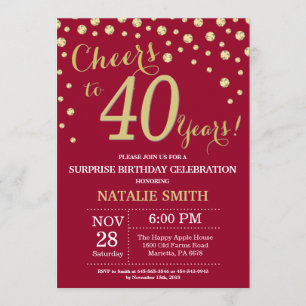 Convites aniversário de 40 anos Diamante da Surpresa Verme