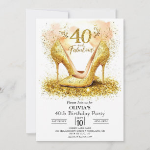 Convites aniversário de 40 anos digital Dourado na moda