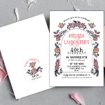 Convites Aniversário de 40 anos do Arco Flor do Jardim Rosa<br><div class="desc">Celebre um aniversário de 40 anos de marco como precioso dos anos que passaram pedindo a amigos e familiares que se juntem e comemorem! Este convite de aniversário ilustrado, elegante, apresenta uma ilustração desenhada à mão de aves bonitinhas e um arco de flores em palete de cor versátil para todas...</div>