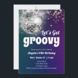 Convites Aniversário de 40 anos do Groovy Disco Dance Party<br><div class="desc">Adulto com o tema Disco Groovy Retro Party. Disponível como um download digital imprimível. Excelente para qualquer estação. Transferência personalizada,  personalizada,  editável,  festa adulta da discoteca retroativa</div>