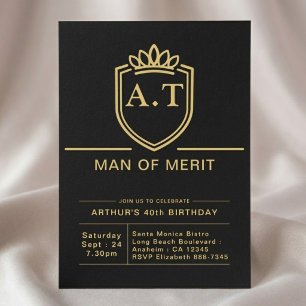 Convites Aniversário de 40 anos do marido, festa preta e do