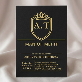 Convites Aniversário de 40 anos do marido, festa preta e do