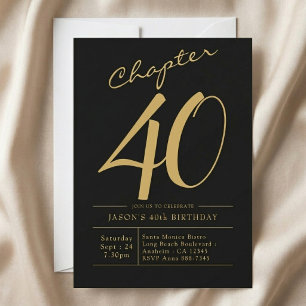 Convites Aniversário de 40 anos do marido, festa preta e do