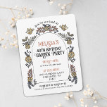 Convites aniversário de 40 anos do Partido do Jardim Dourad<br><div class="desc">Celebrar um marco como precioso dos anos que passaram pedindo a amigos e familiares que se juntem e comemorem! Este convite de festas de aniversário de 40 anos pode ser personalizado para qualquer idade é ilustrado com aves desenhadas à mão e um arco de flores em amarelo e ouro. Personalize...</div>