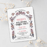 Convites Aniversário de 40 anos do Partido do Jardim Rosa<br><div class="desc">Celebrar um marco como precioso dos anos que passaram pedindo a amigos e familiares que se juntem e comemorem! Este convite de festas de aniversário de 40 anos é ilustrado com aves desenhadas à mão e um arco de flores a rosa. Personalize este belo convite para anunciar a alegria ocasião...</div>
