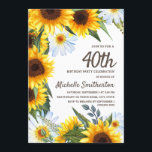Convites Aniversário de 40 anos dos Girassóis Amarelos<br><div class="desc">Girassóis amarelos e castanhos russos e margaridas brancas com lindas folhas verdes no convite de festas branco de aniversário de 40 anos para mulheres. A parte traseira desta placa tem um padrão de bolinhas amarelo em branco. Entre em contato conosco para obter ajuda com a personalização ou para solicitar produtos...</div>