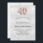 Convites aniversário de 40 anos dourado<br><div class="desc">Um convite moderno,  na moda e glamouroso para um aniversário de 40 anos. Um fundo com aparência de prata falsa,  decorado com poeira brilhante. Personalize e adicione o seu nome e detalhes da festa. O número 40 é escrito com uma fonte no estilo do balão dourado,  script.</div>