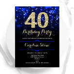 Convites Aniversário de 40 anos Dourado azul<br><div class="desc">convite de festas aniversário de 40 anos. Elegante design azul real com ouro brilhante. Apresenta na moda diamante, luzes e fontes de script. Homens ou mulheres convidam no dia. Perfeito para uma festa de aniversário adulta na moda. Personalize com seus próprios detalhes. Envie-me uma mensagem se precisar de mais personalização....</div>