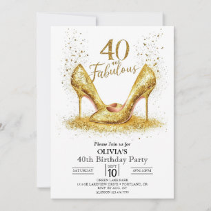 Convites Aniversário de 40 anos Dourado digital de quarenta