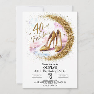 Convites Aniversário de 40 anos Dourado digital fabuloso