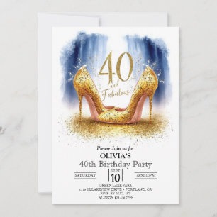 Convites Aniversário de 40 anos Dourado Digital Moderno par