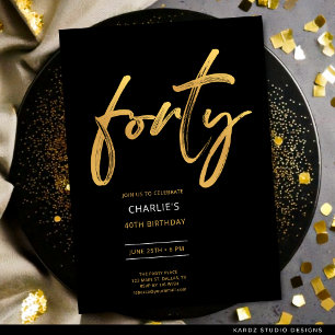 Convites Aniversário de 40 anos Dourado mínimo moderno