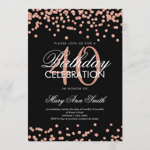Convites aniversário de 40 anos Dourado Rosa, Confetti Pre