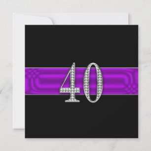 Convites aniversário de 40 anos, Elegância Roxa