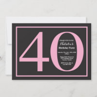 Aniversário de 40 anos em quadro-negro rosa e pret