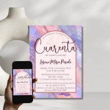 Aniversário de 40 anos Espanhol Rosa Púrpura Para 