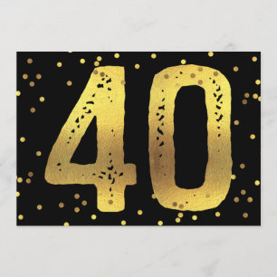 Convites aniversário de 40 anos Faux Gold Foil Confetti Bla