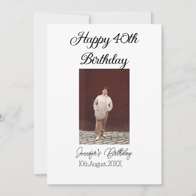 Convites Aniversário de 40 anos feliz, simples e simples (Frente)