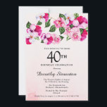 Convites aniversário de 40 anos Floral Branco Cor-de-Rosa b<br><div class="desc">Luzes femininas brilhantes e coloridas decoram o topo desta festa de aniversário de 40 anos. As flores bonito são uma combinação de magenta, rosa e branco. Eles estão aninhados em flores verdes escuras. Este item faz parte da coleção Pansy Rosa. Além do material de papelaria de convite, você encontrará suprimentos...</div>