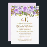 Convites Aniversário de 40 anos Floral Dourado<br><div class="desc">Mais elegantes convites florais na Loja Little Bayleigh!</div>